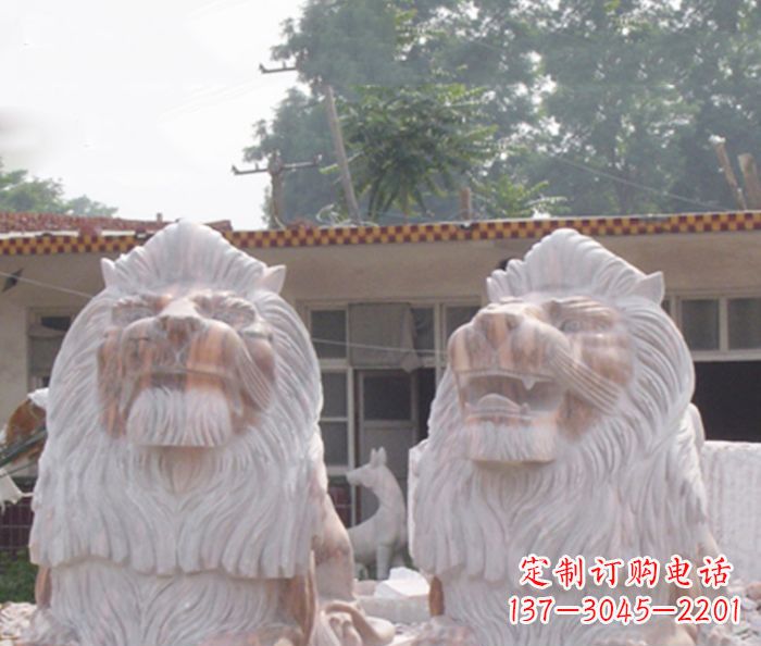 无锡晚霞红欧式石雕狮子