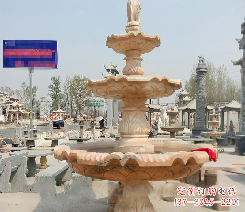 无锡晚霞红喷泉喷水盆石雕