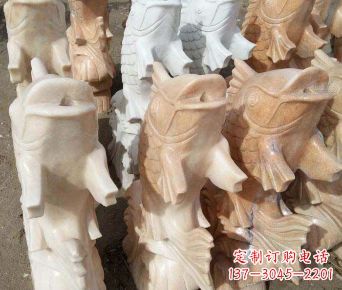 无锡晚霞红喷水鲤鱼庭院石雕
