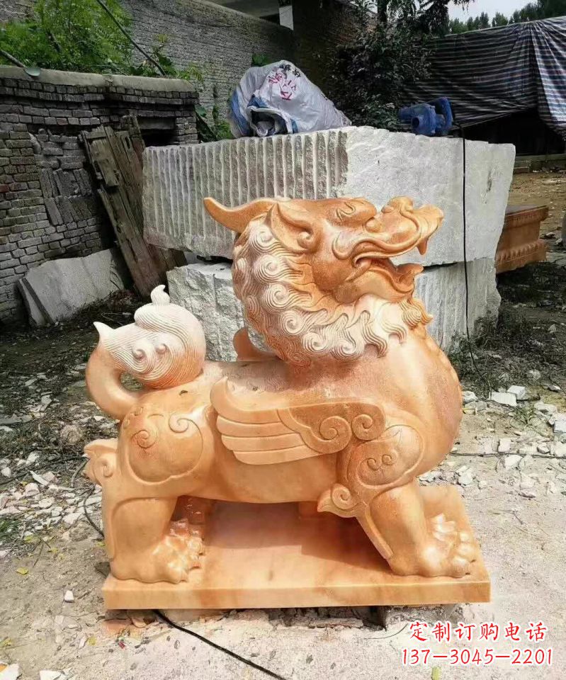 无锡晚霞红貔貅雕塑1