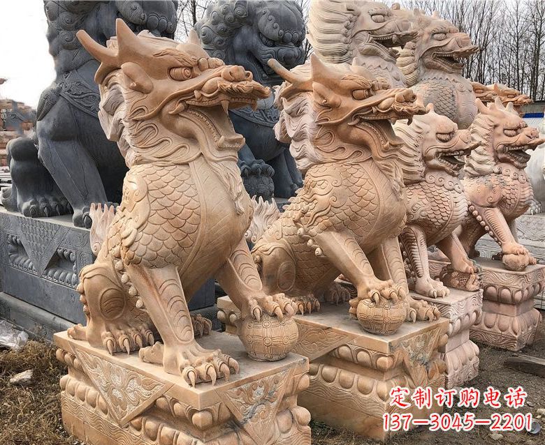 无锡晚霞红麒麟石雕 (2)