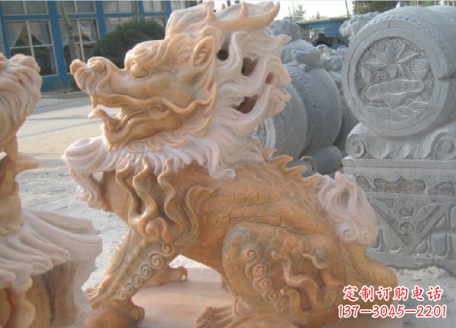 无锡晚霞红神兽麒麟雕塑