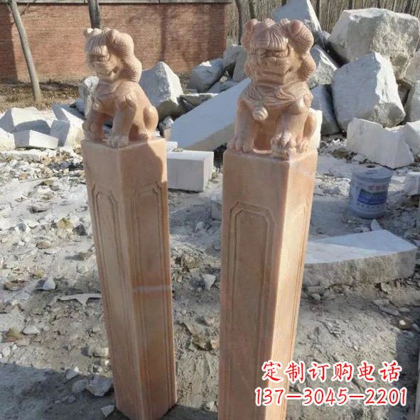 无锡晚霞红狮子拴马桩