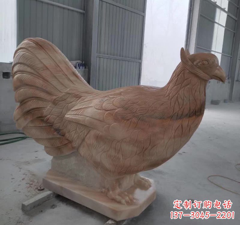 无锡晚霞红石雕母鸡