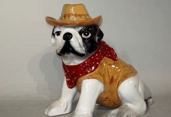 无锡任性可爱的牛仔造型斗牛犬雕塑