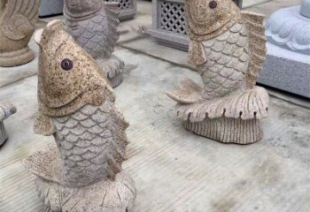 无锡花岗岩石雕-鲤鱼雕塑