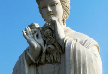 无锡石榴之美——十二花神之五月石榴李氏汉白玉古代美女雕像