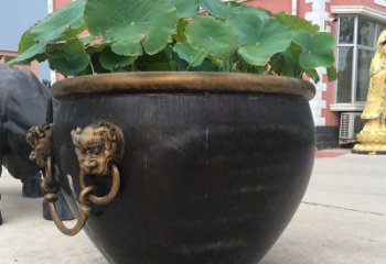 无锡铜雕圆形荷花水缸雕塑 (3)