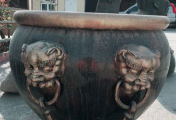 无锡铜雕圆形荷花水缸雕塑 (6)