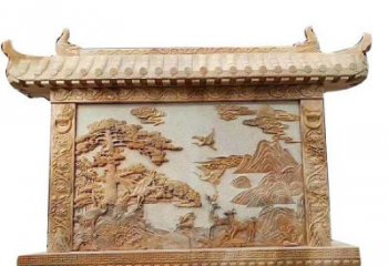 无锡晚霞红松鹤延年浮雕影壁
