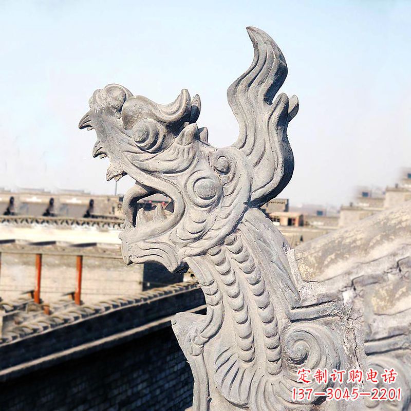 无锡屋脊鸱尾螭吻雕塑-古建装饰神兽动物雕塑