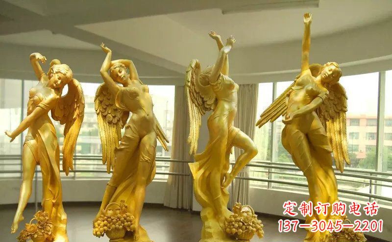 无锡舞蹈四女神玻璃钢仿铜人物雕塑