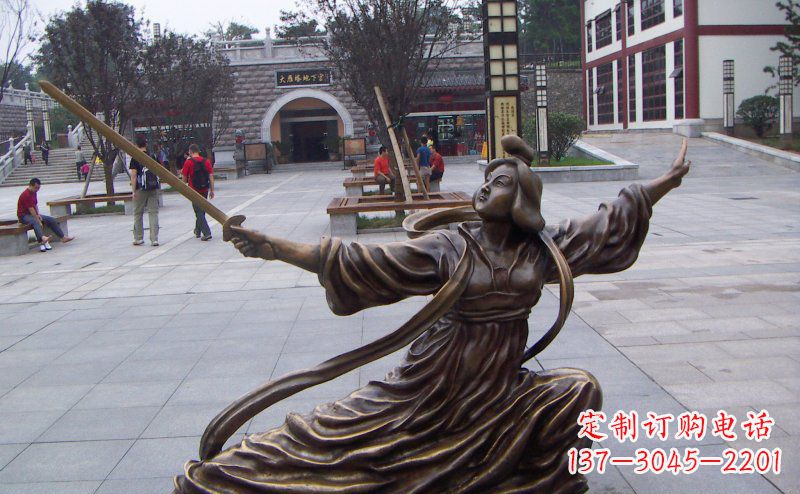 无锡舞剑的古代美女古代人物铜雕