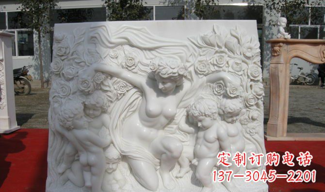 无锡西方女人与孩子汉白玉浮雕