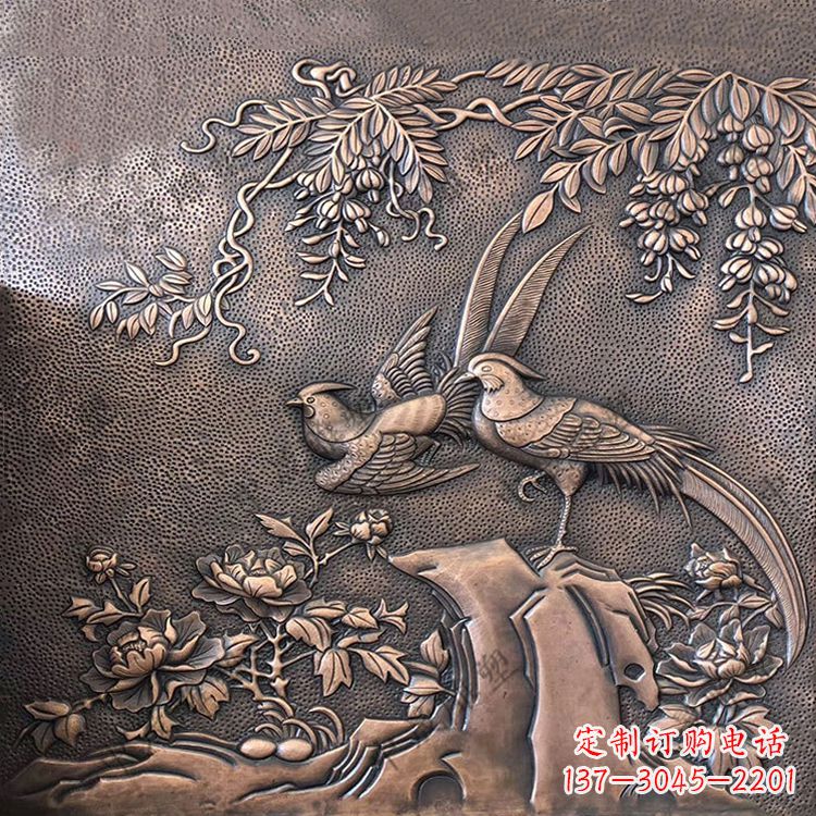 无锡喜鹊紫铜浮雕装饰画