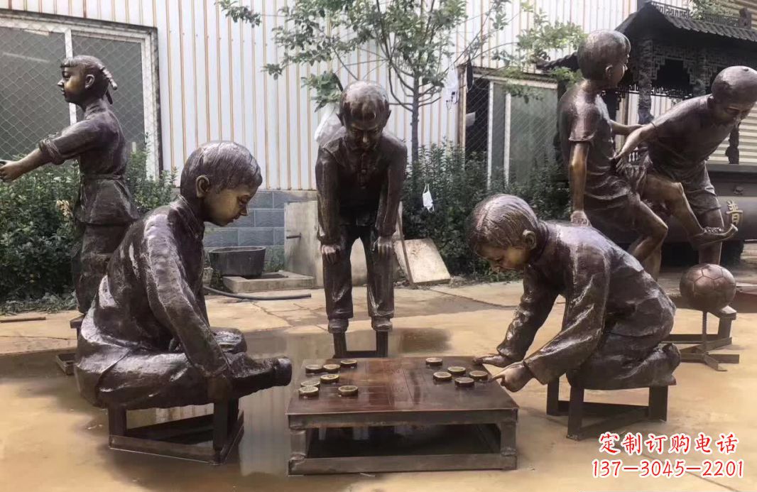 无锡下象棋儿童铜雕