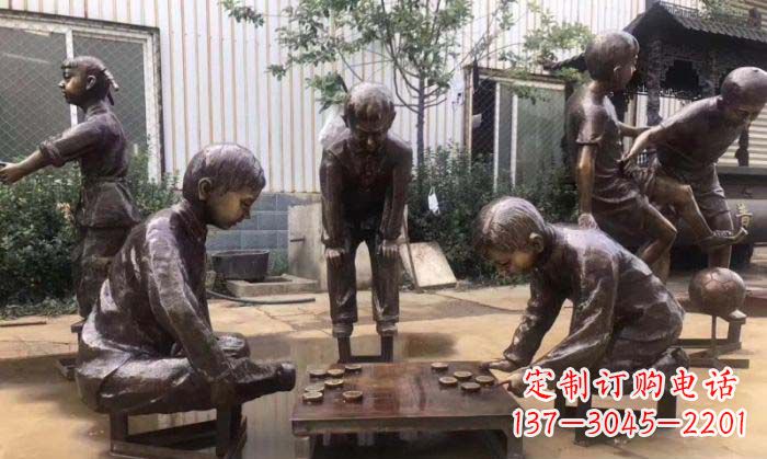 无锡下象棋儿童铜雕 (2)
