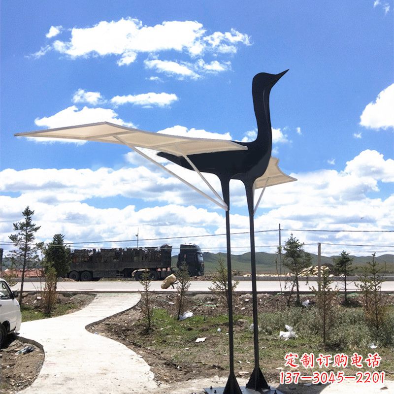 无锡仙鹤不锈钢遮阳亭景观雕塑