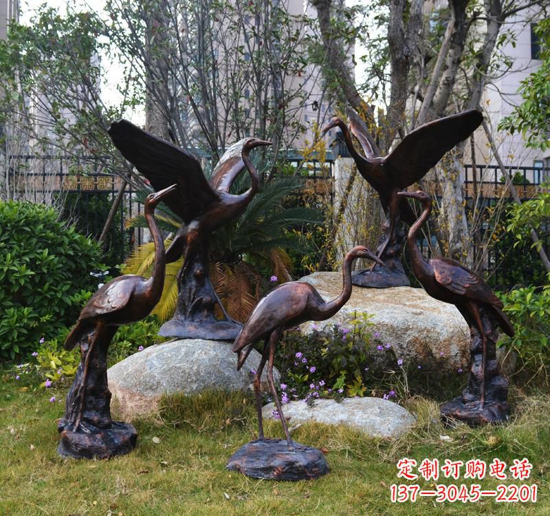 无锡仙鹤铜雕塑 (2)