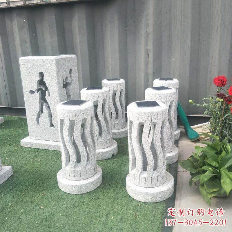 无锡现代镂空流线石雕灯笼