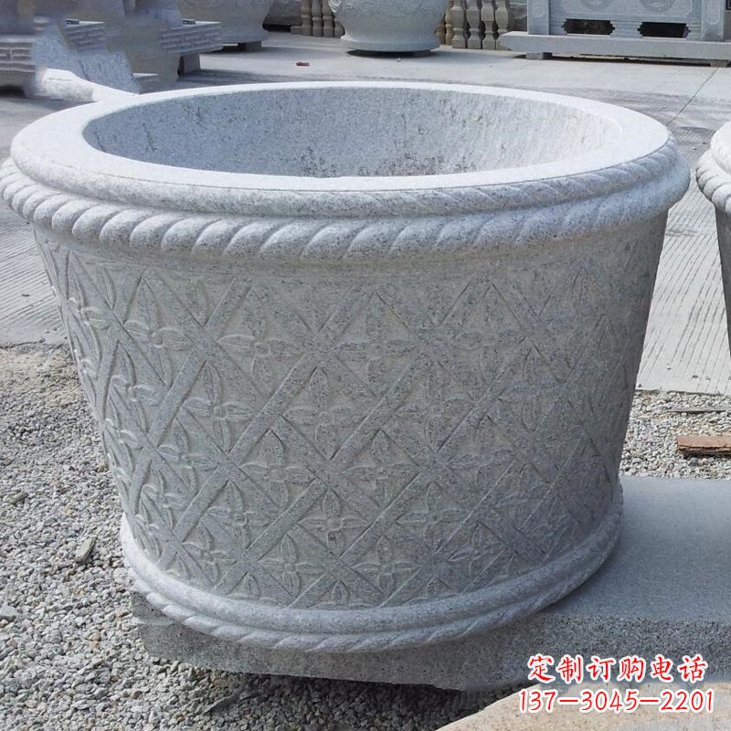 无锡现代石雕花盆雕塑