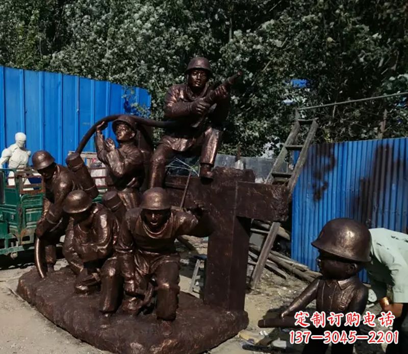 无锡消防员灭火景观雕塑