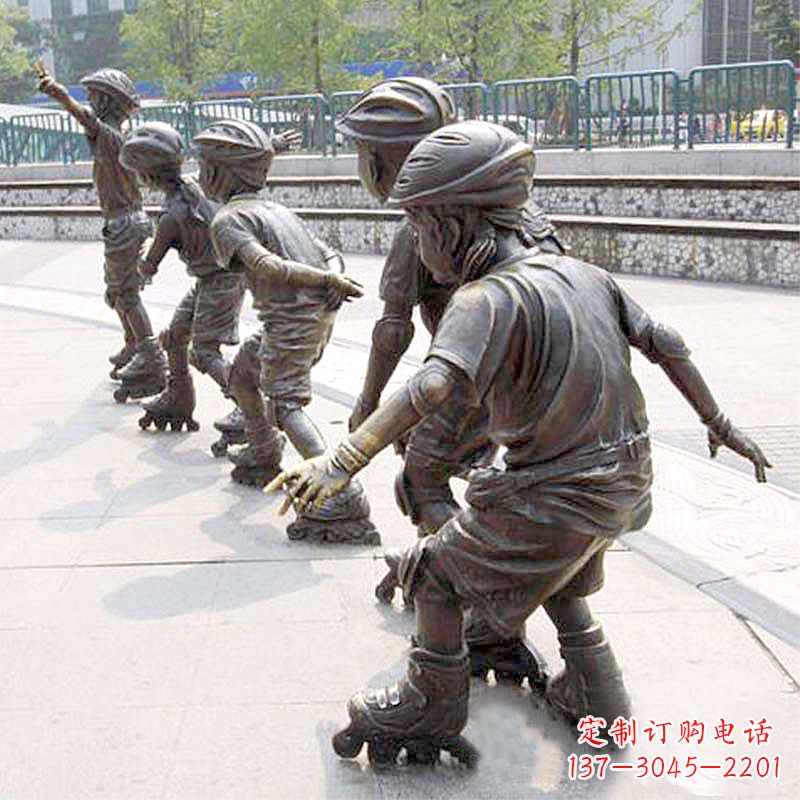 无锡小孩滑旱冰广场运动主题雕塑