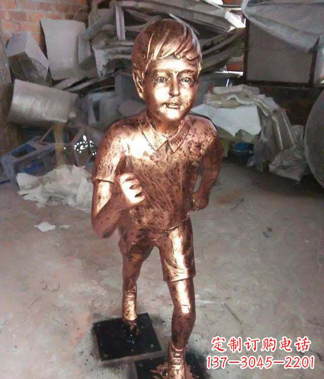 无锡小孩跑步公园人物铜雕
