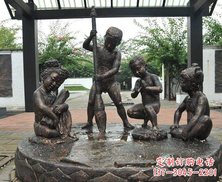 无锡小孩写大字铜雕小品
