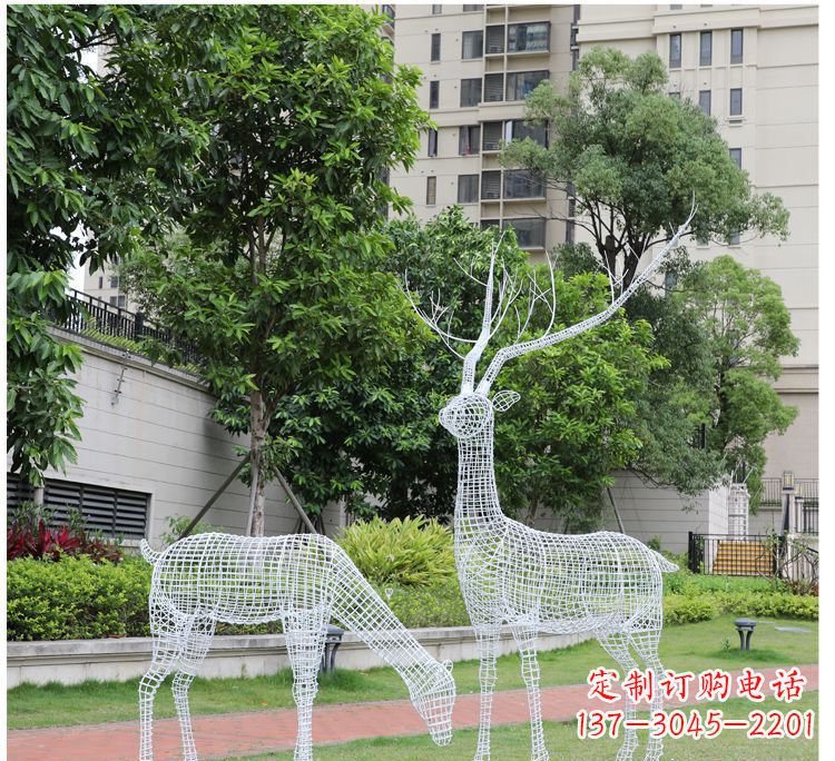 无锡小区不锈钢镂空梅花鹿鹿雕塑