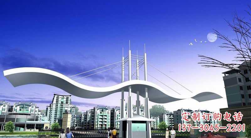 无锡小区不锈钢门牌坊景观雕塑