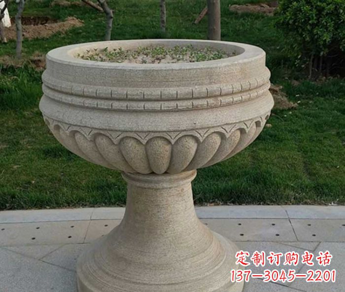 无锡小区大理石花盆摆件石雕