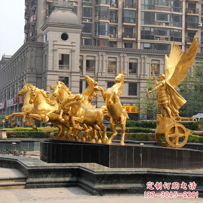 无锡小区大门阿波罗战车鎏金景观铜雕