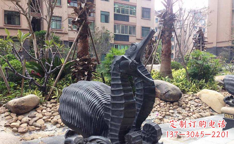 无锡小区海马动物玻璃钢仿铜雕塑