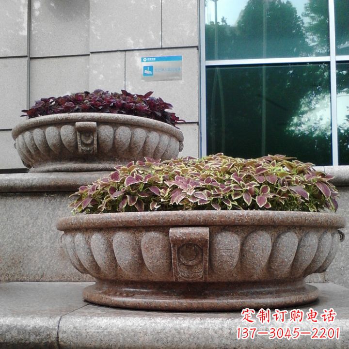 无锡小区花岗岩石雕花盆
