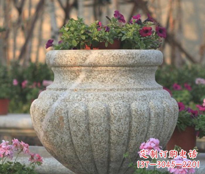 无锡小区景观大理石花盆石雕 (6)
