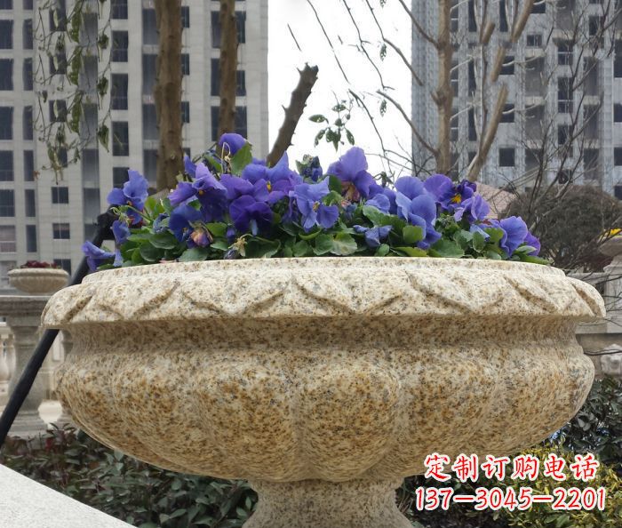 无锡小区景观大理石花盆石雕
