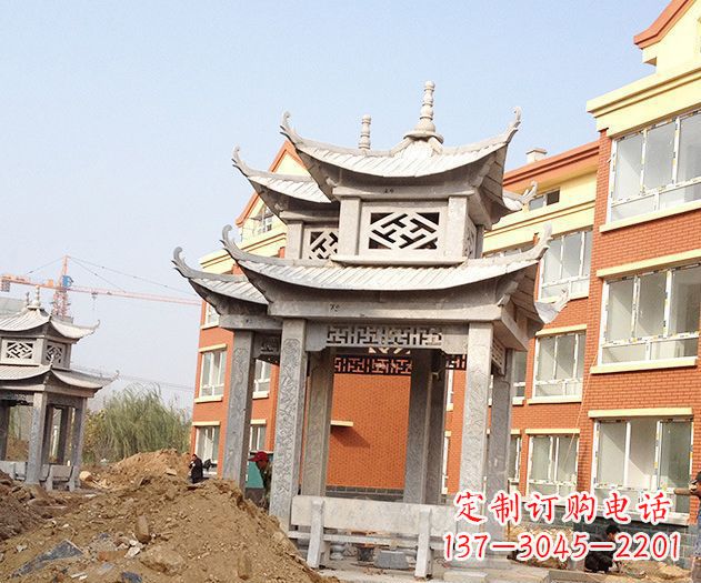 无锡小区景观大理石凉亭石雕
