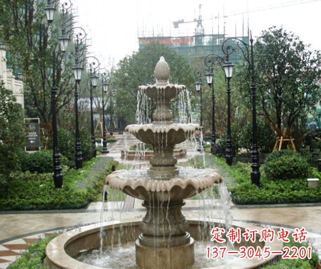 无锡小区景观大理石喷泉石雕 (4)