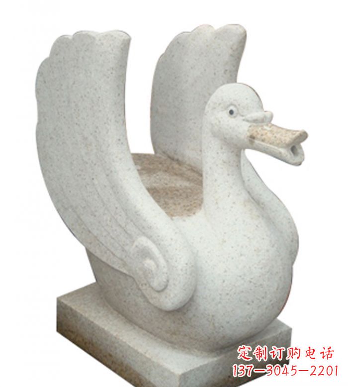 无锡小区景观大理石天鹅喷泉石雕 (2)