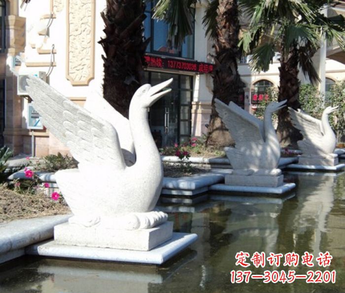 无锡小区景观大理石天鹅喷泉石雕