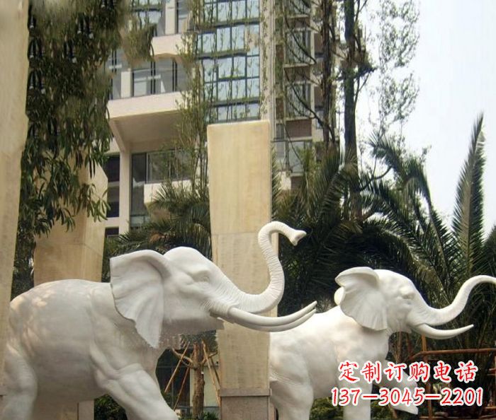 无锡小区景观汉白玉大象石雕