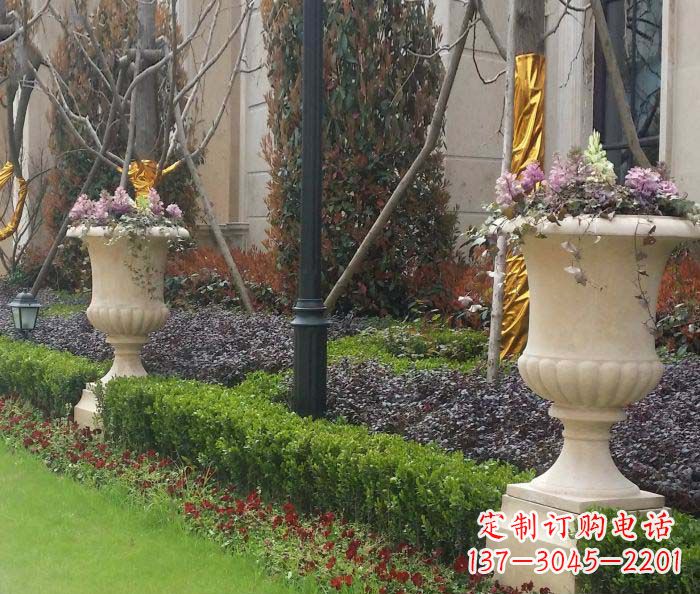 无锡小区景观汉白玉花盆石雕
