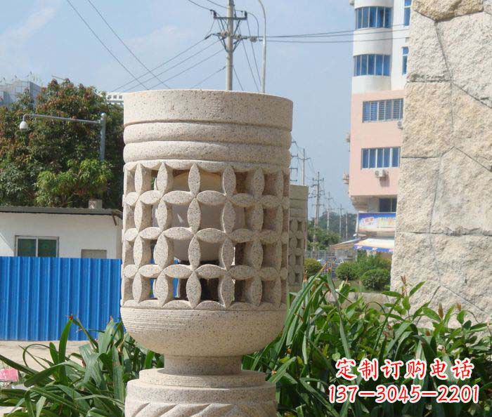 无锡小区景观镂空石灯石雕