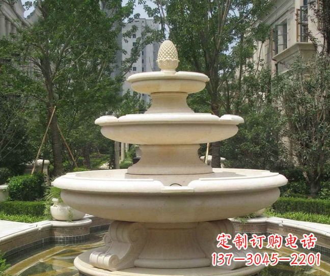 无锡小区景观晚霞红多层喷泉石雕