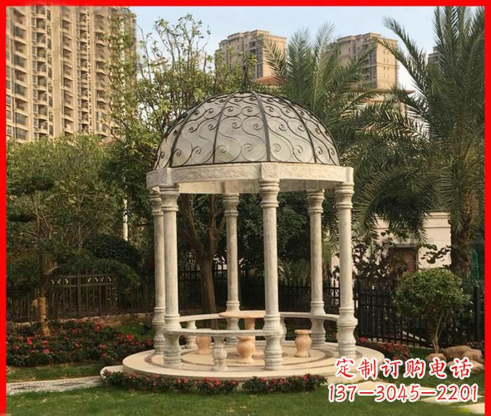 无锡小区欧式圆顶凉亭石雕 (2)