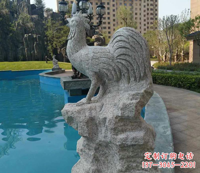 无锡小区十二生肖鸡动物石雕
