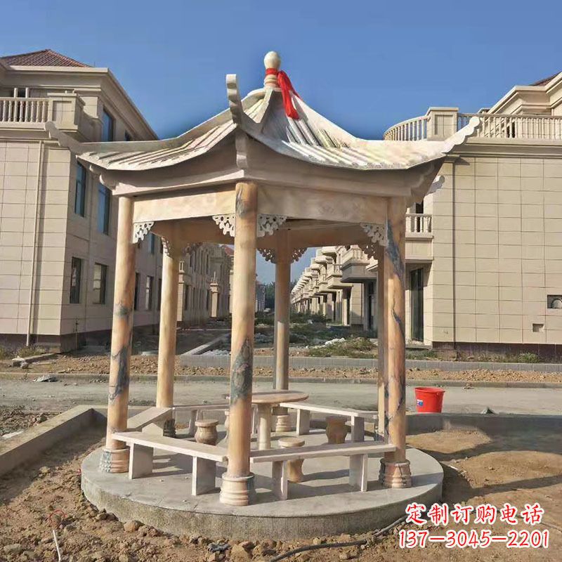 无锡小区庭院石雕凉亭