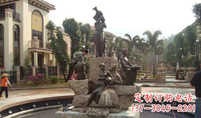 无锡小区西方美女喷泉人物铜雕
