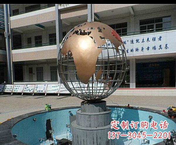 无锡校园不锈钢地球喷泉雕塑